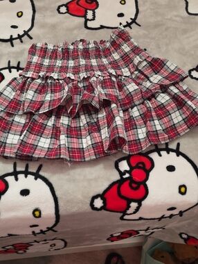 Janie and Jack Red and White Plaid Ruffle Skirt